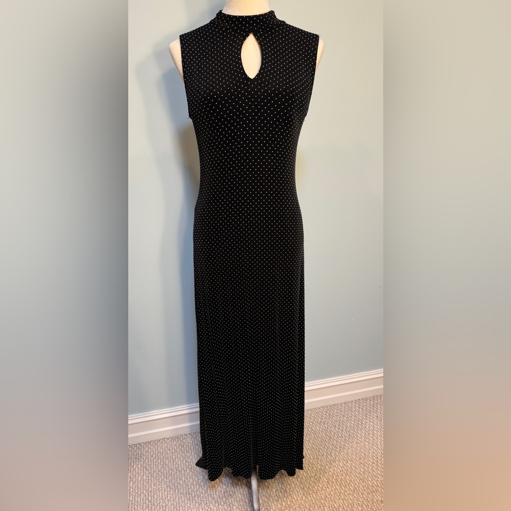 Coldwater Creek Black and White Polka Dot Maxi Dress